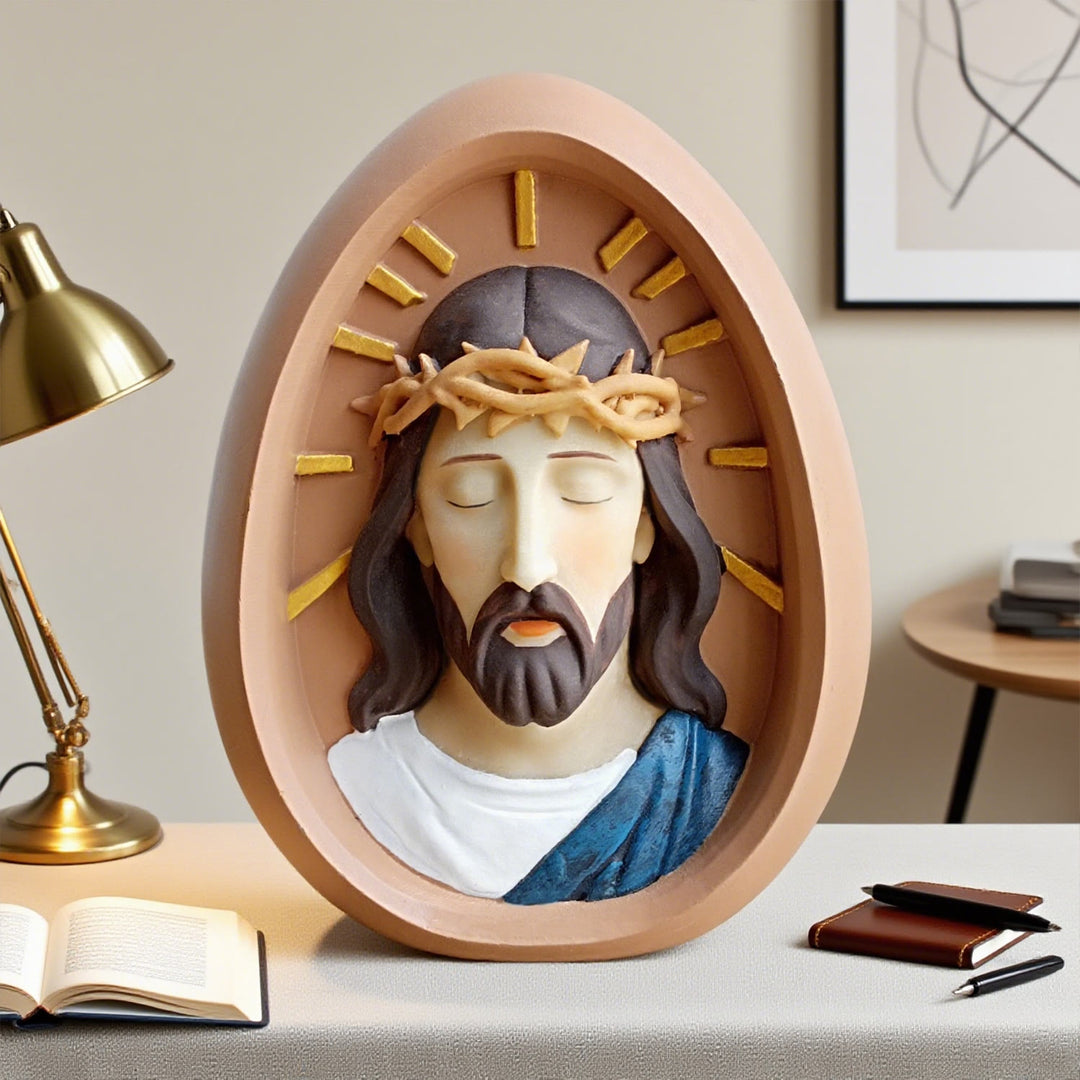 Christianartworkshop Jesus with Crown of Thorns Desktop Decoration: A Home Decor Highlighting Faith - Jesus with Crown - image 0