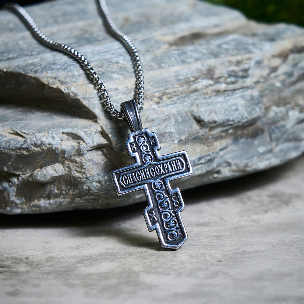 Christianartworkshop Two-Color Orthodox Crucifix Necklace with Profound Spiritual Meaning - image 1