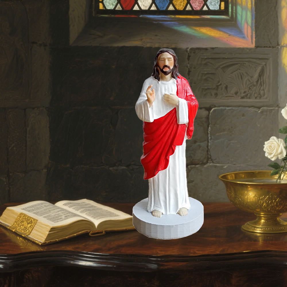 Christianartworkshop Vintage Resin Red - Robed Jesus Desktop Accent: Precious Keepsake of Everlasting Catholic Love - Resin - image 0