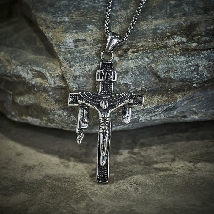 FREE Today: Sacred Strength Crucifix Pendant Necklace with Carved and INRI Cross Designs - image 2