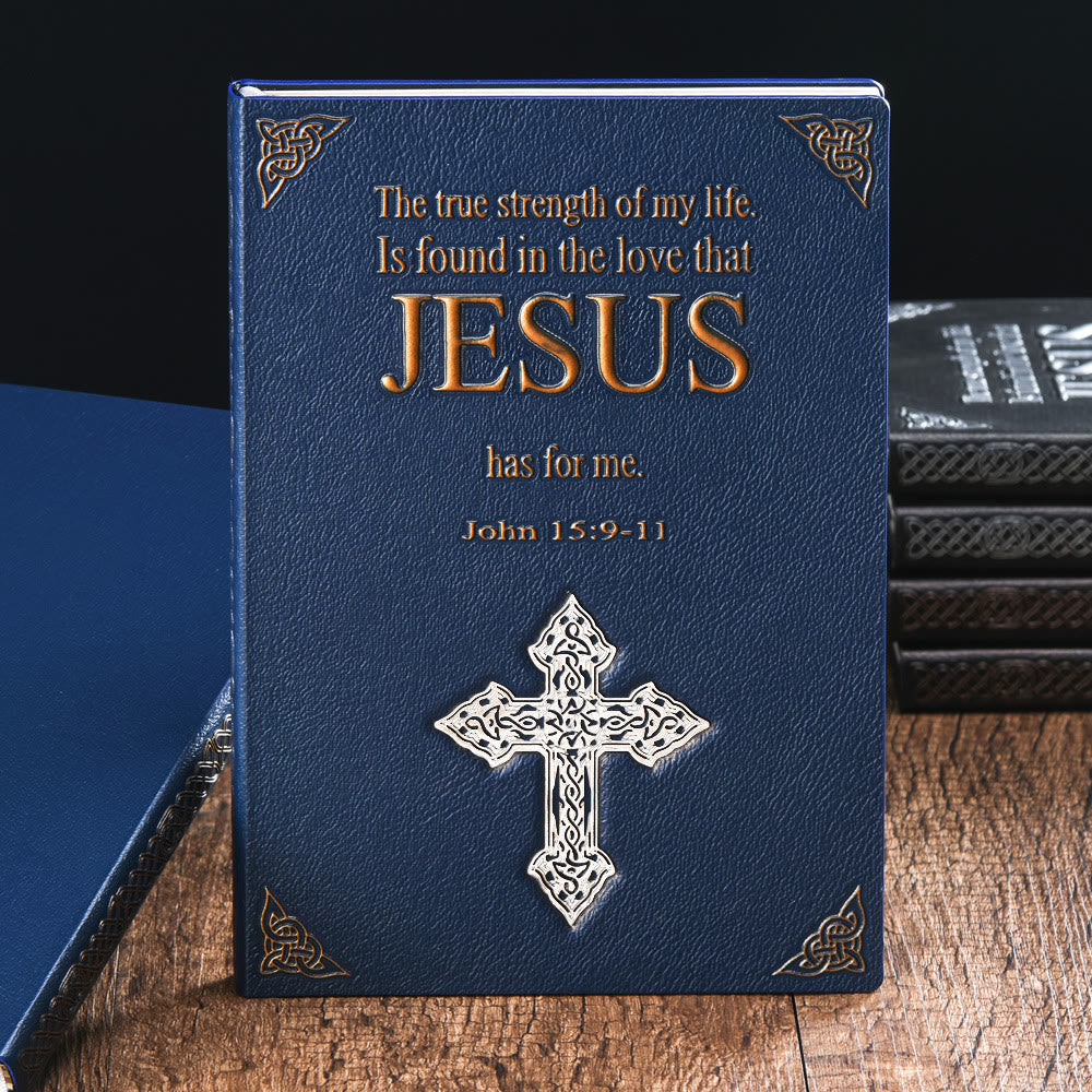 Christianartworkshop Deluxe Leather Journal with Jesus and Decorative Cross: A Premium Gift for Faithful Souls - Blue Cover + Silver Cross - image 0