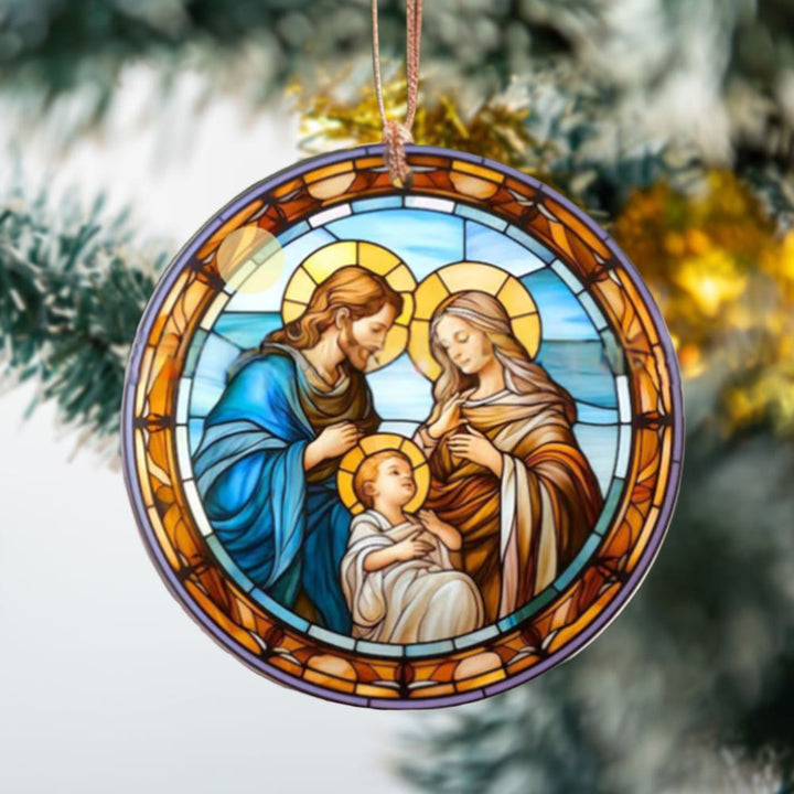 Christianartworkshop Stained Glass Styles Holy Family Christmas Colorful Ornaments B - image 3