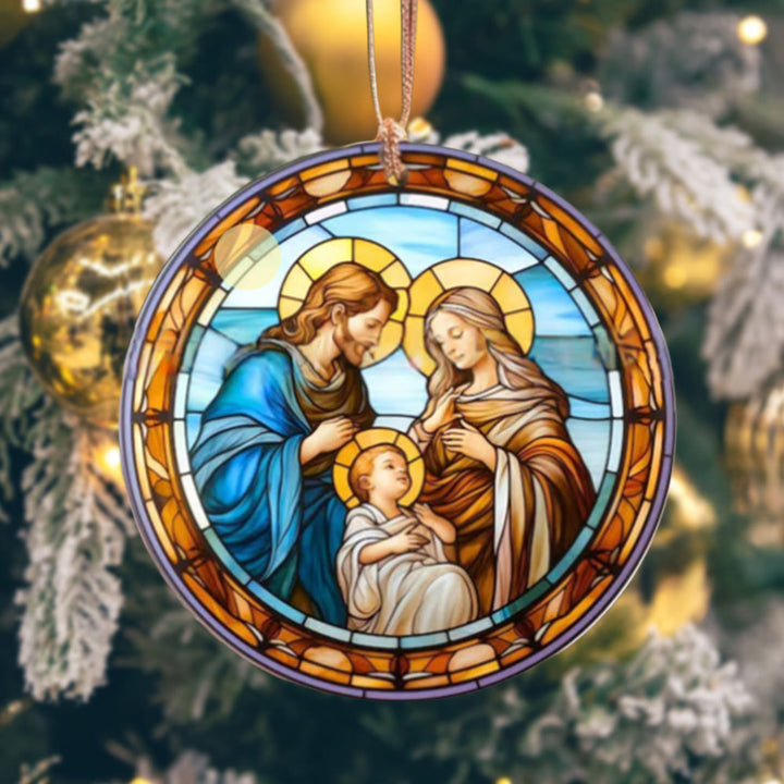 Christianartworkshop Stained Glass Styles Holy Family Christmas Colorful Ornaments B - image 4