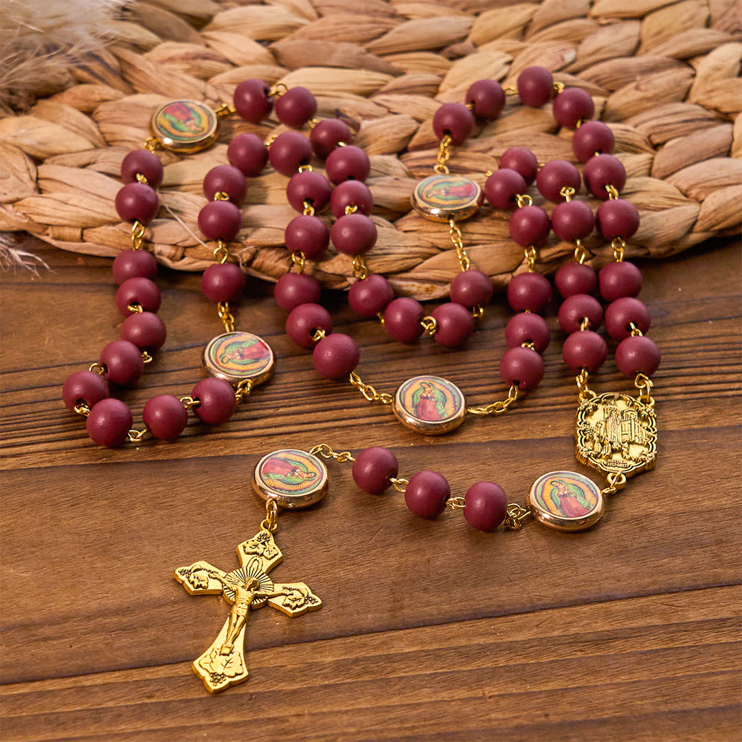 FREE Today: Our Lady of Guadalupe Bead Burgundy Elegance Rosary with Fatima Medal - image 5