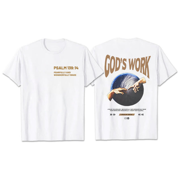 Christianartworkshop God's work.Psalm 139:14 Unisex Cotton T-Shirt - White - 2XL - image 2