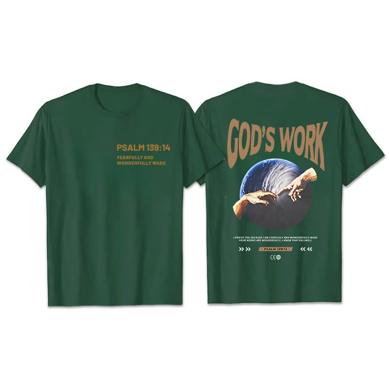 Christianartworkshop God's work.Psalm 139:14 Unisex Cotton T-Shirt - Dark Green - 2XL - image 9