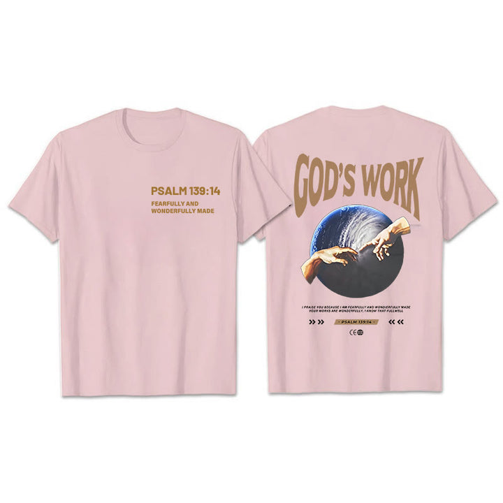 Christianartworkshop God's work.Psalm 139:14 Unisex Cotton T-Shirt - Pink - 2XL - image 5