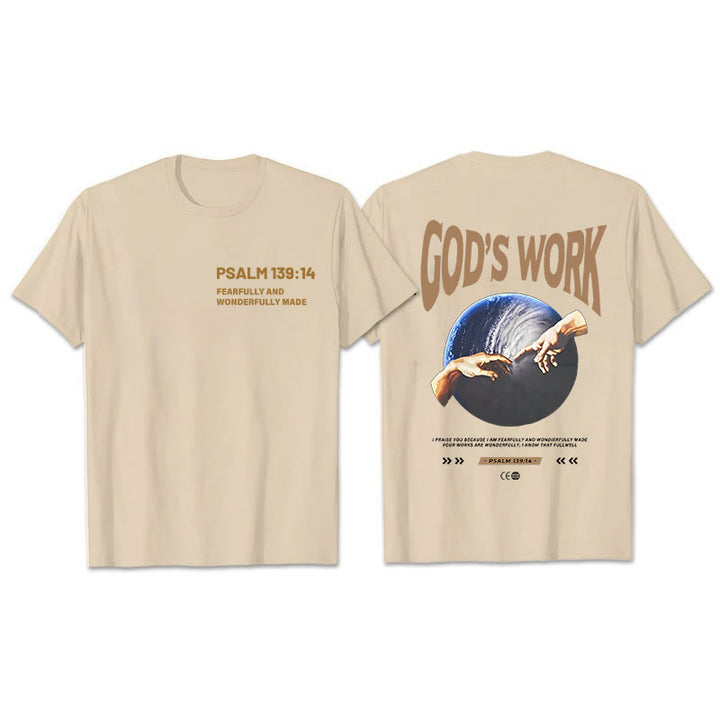 Christianartworkshop God's work.Psalm 139:14 Unisex Cotton T-Shirt - Apricot - 2XL - image 4