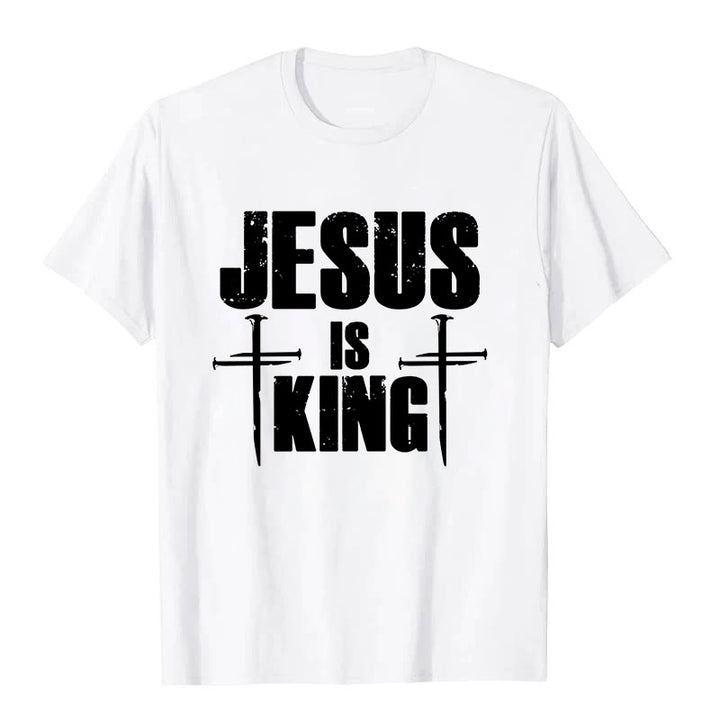 Christianartworkshop Jesus Is King 3 Nails Cross Christian T-Shirt  - White - 2XL - image 0