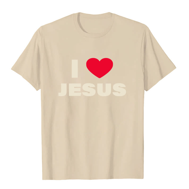 Christianartworkshop I Love Jesus Unisex T-shirt - Beige - 2XL - image 2