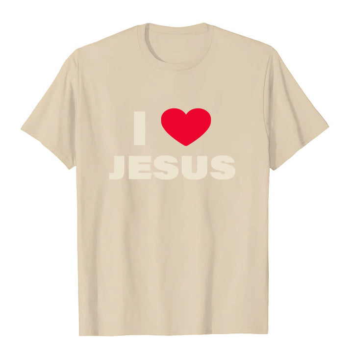Christianartworkshop I Love Jesus Unisex T-shirt - Beige - 2XL - image 2