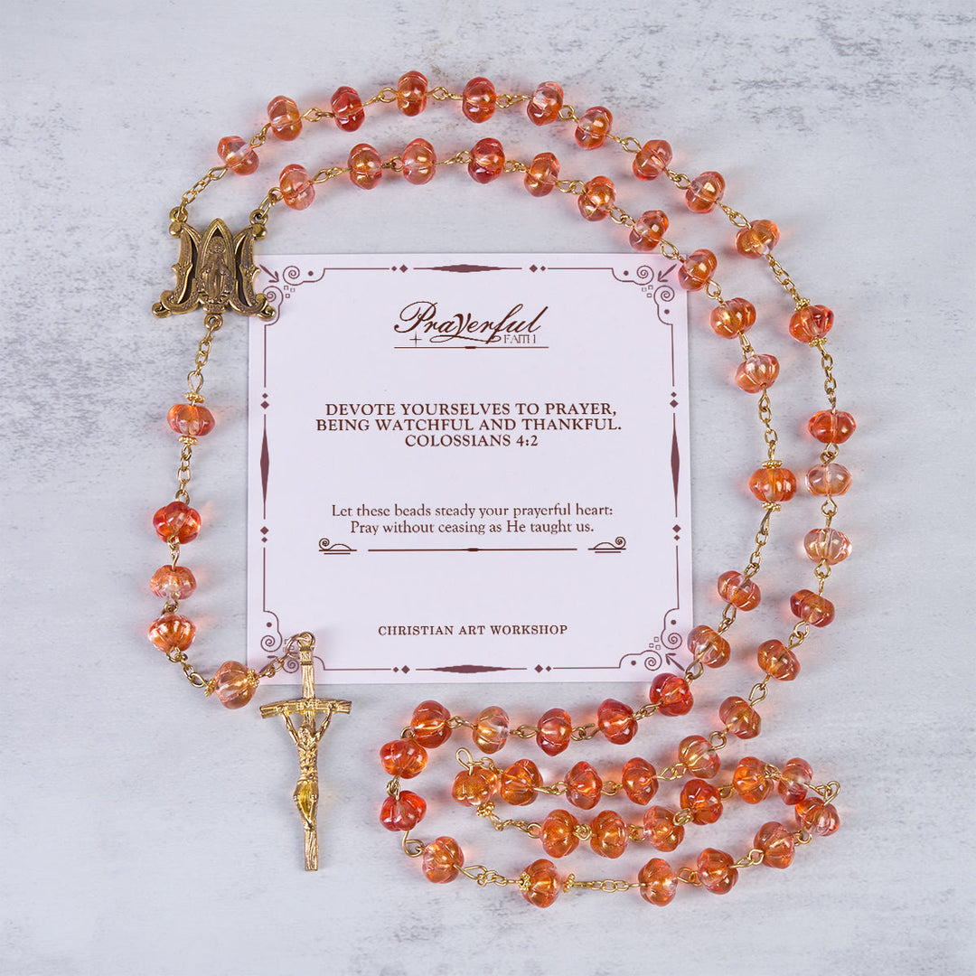 Christianartworkshop PRAYERFUL FAITH: Halloween - Themed Pumpkin - Shaped Beads Rosary - PRAYERFUL FAITH - image 0