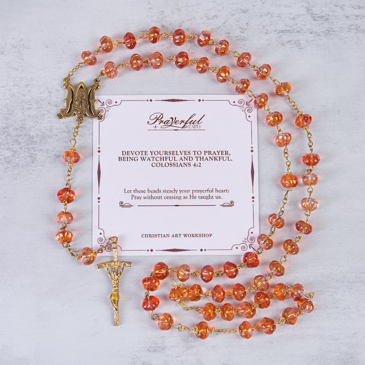 Christianartworkshop PRAYERFUL FAITH: Halloween - Themed Pumpkin - Shaped Beads Rosary - PRAYERFUL FAITH - image 0