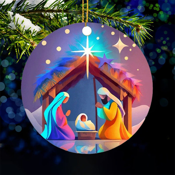 Christianartworkshop Abstract Cartoon Style Nativity Blessing Christmas Hanging Ornaments C - image 4