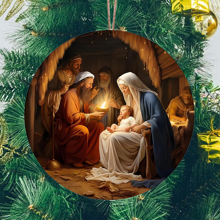 Christianartworkshop Realistic Styles Jesus Born Christmas Hanging Ornaments C - image 2