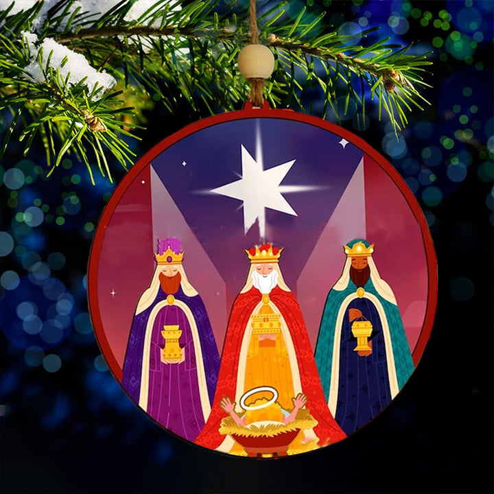 Christianartworkshop Illustration Styles Three Wisemen Kings Christmas Ornaments C - Ceramics - image 0