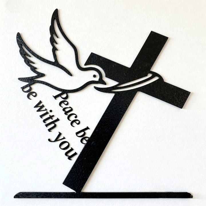 Christianartworkshop Peaceful Blessings Cross and Dove Metal Wall Decor: Be Strong and Courageous - image 5
