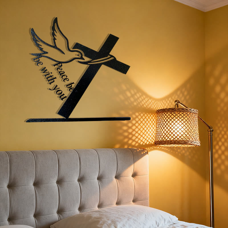 Christianartworkshop Peaceful Blessings Cross and Dove Metal Wall Decor: Be Strong and Courageous - image 4