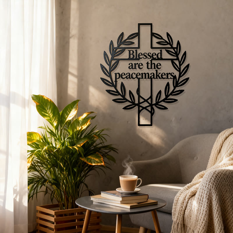 Christianartworkshop Blessed are the Peacemakers Cross with Olive Branch Metal Wall Decor - image 4