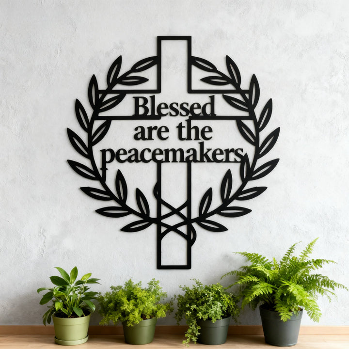 Christianartworkshop Blessed are the Peacemakers Cross with Olive Branch Metal Wall Decor - image 2