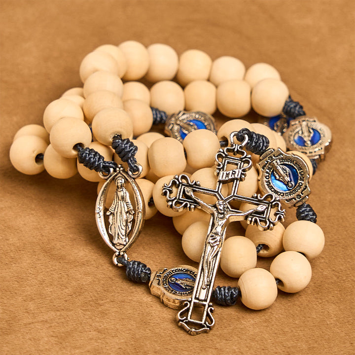 FREE Today: Sacred Light Wood Rosary: Blue Icon Accents & Vintage Crucifix - image 5
