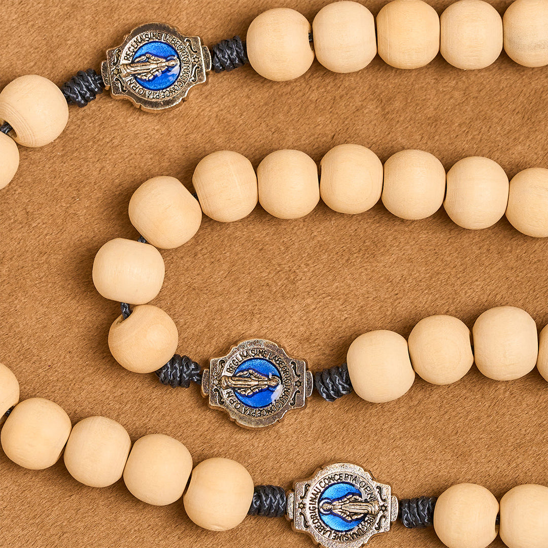 FREE Today: Sacred Light Wood Rosary: Blue Icon Accents & Vintage Crucifix - image 6