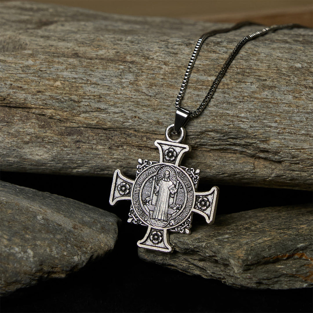 FREE Today: Saint Benedict Protection Medal Cross Pendant Necklace - image 0