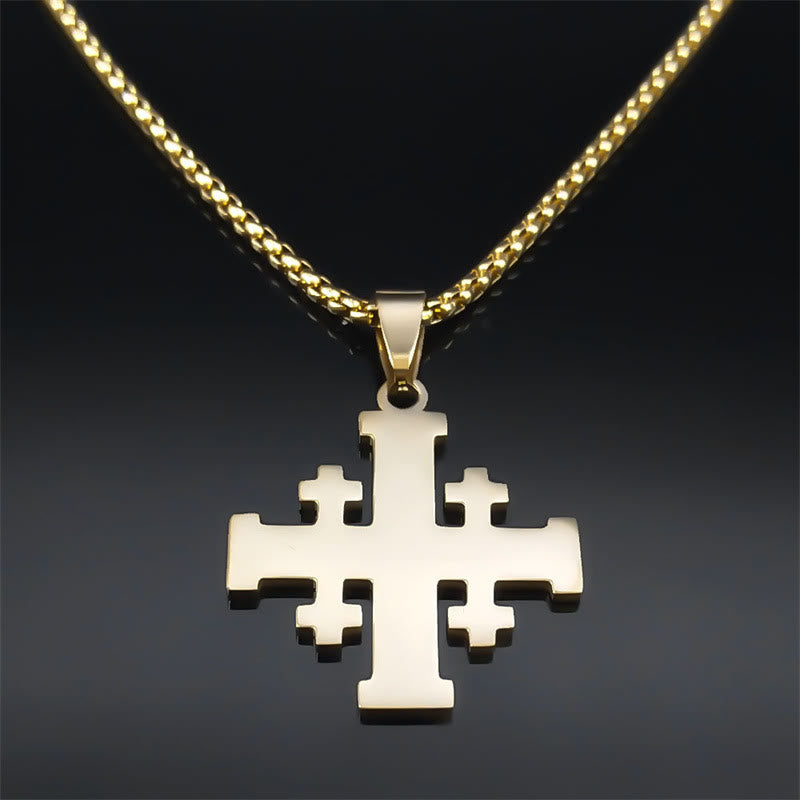 FREE Today: Modern Style Two-color Lord's Prayer Jerusalem Cross Necklace: Faith For Every Moment - image 3