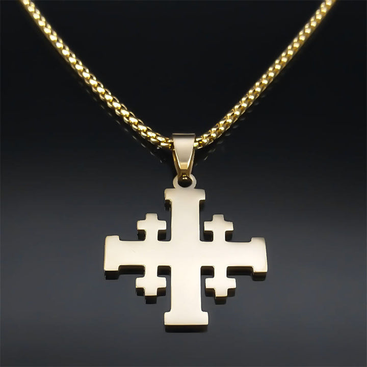FREE Today: Modern Style Two-color Lord's Prayer Jerusalem Cross Necklace: Faith For Every Moment - image 3