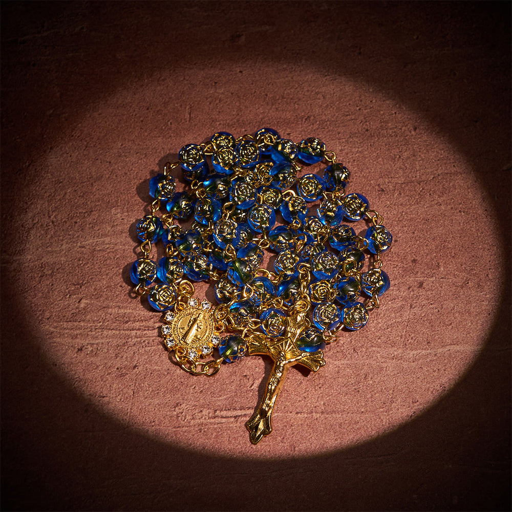 FREE Today: Christian Art St. Benedict Medal & Crucifix of 8 mm Round Multicolor Acrylic Alloy Chain Rosary - image 1