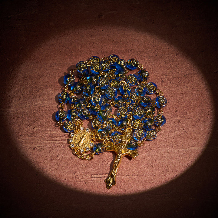 FREE Today: Christian Art St. Benedict Medal & Crucifix of 8 mm Round Multicolor Acrylic Alloy Chain Rosary - image 1