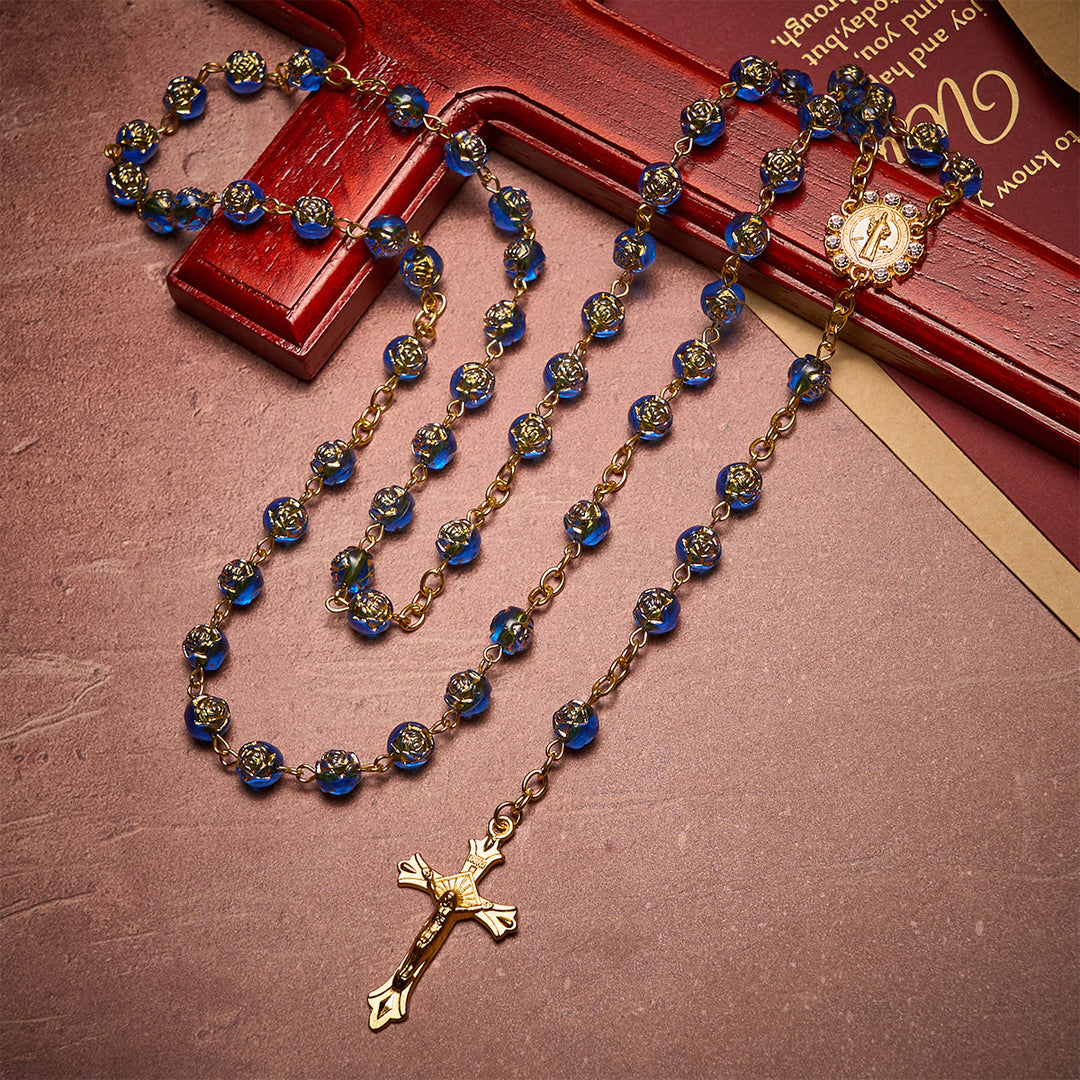 FREE Today: Christian Art St. Benedict Medal & Crucifix of 8 mm Round Multicolor Acrylic Alloy Chain Rosary - image 3