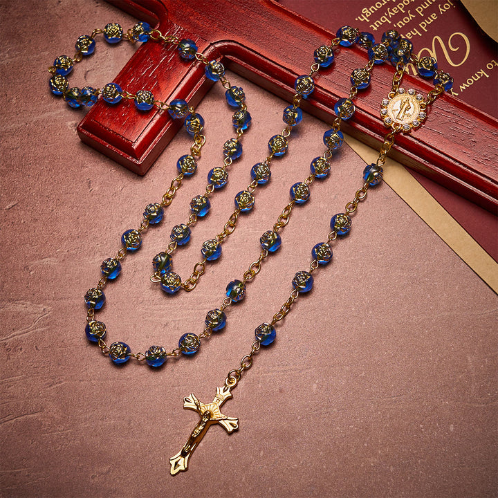 FREE Today: Christian Art St. Benedict Medal & Crucifix of 8 mm Round Multicolor Acrylic Alloy Chain Rosary - image 3