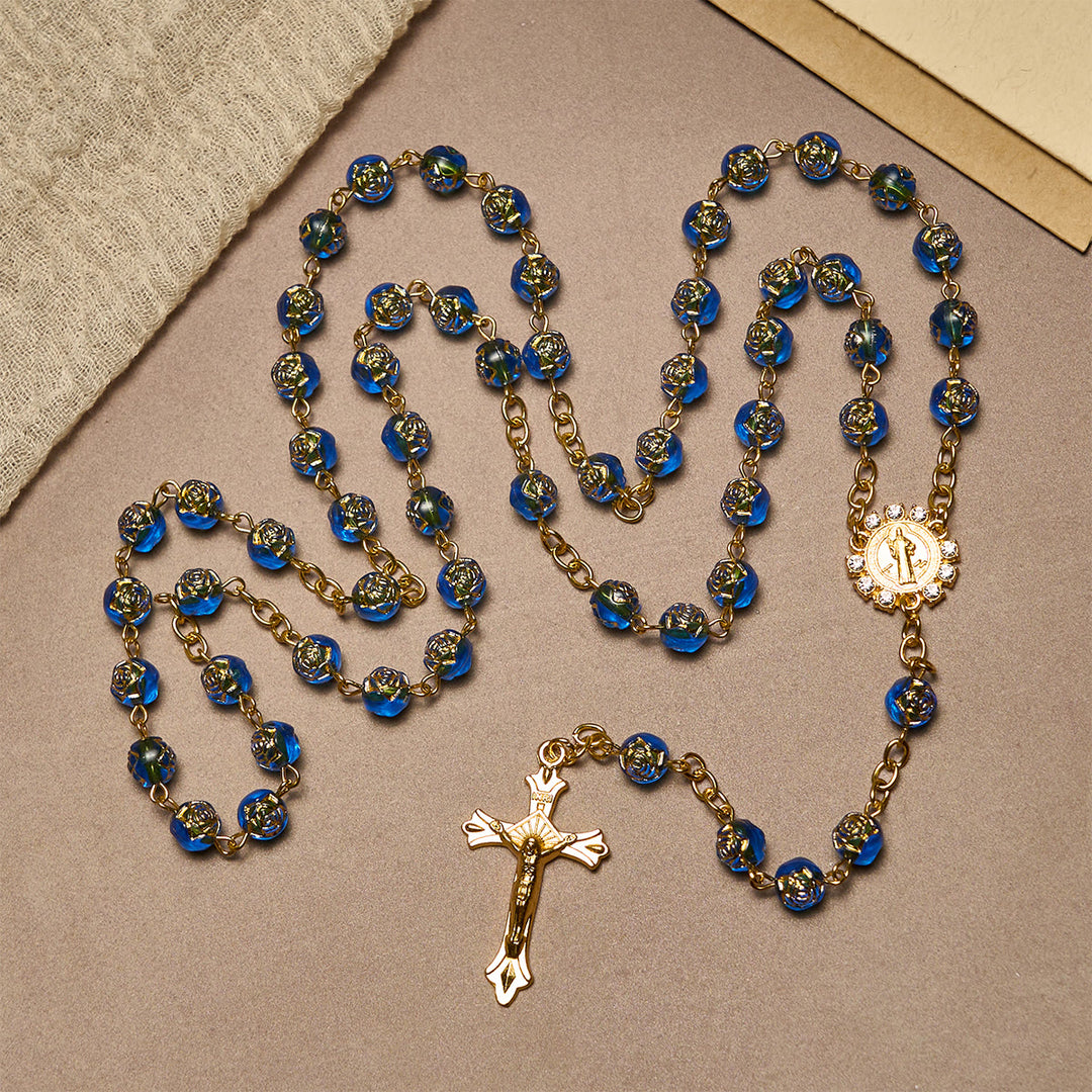 FREE Today: Christian Art St. Benedict Medal & Crucifix of 8 mm Round Multicolor Acrylic Alloy Chain Rosary - image 5