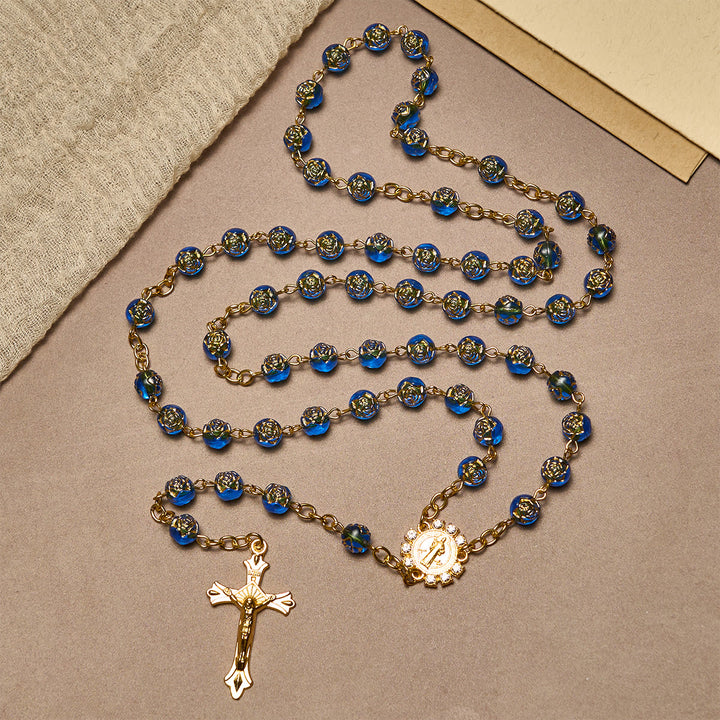 FREE Today: Christian Art St. Benedict Medal & Crucifix of 8 mm Round Multicolor Acrylic Alloy Chain Rosary - image 4