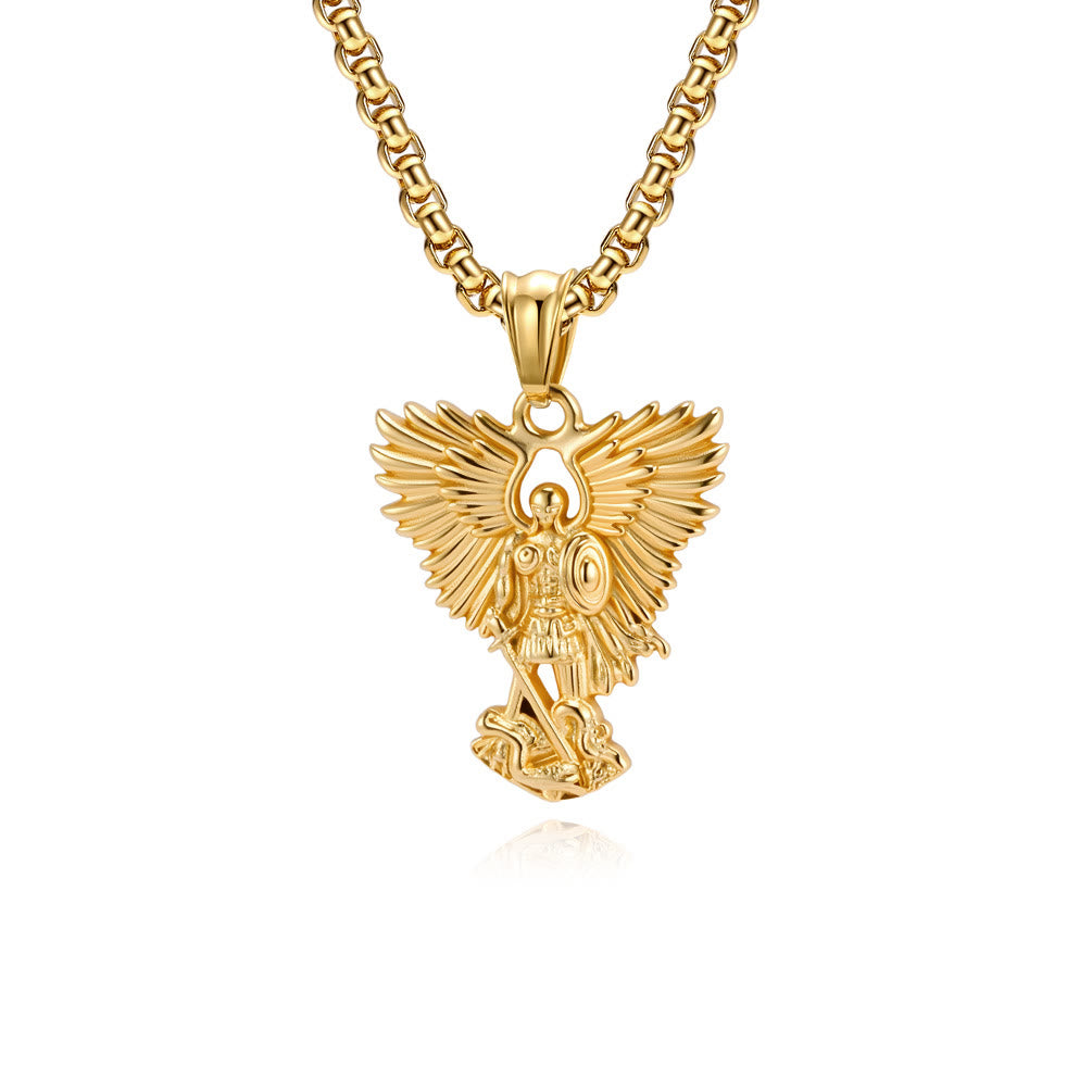 FREE Today: Multi - Color Streetwear - Style Angel Warrior Pendant Necklace - Golden - image 3