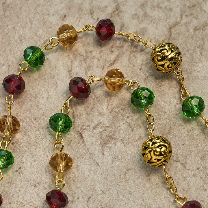 FREE Today: Vintage Red Green Faceted Beads Christmas Rosary with Our Lady & Rose Crucifix - image 6
