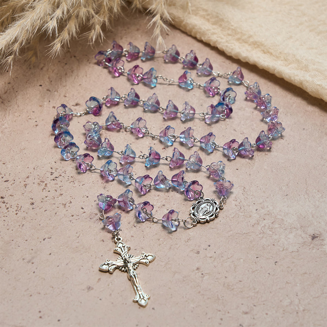 FREE Today: Pastel Bloom Lily-of-the-valley Glass Rosary With Our Lady: Pure Marian Grace - image 5