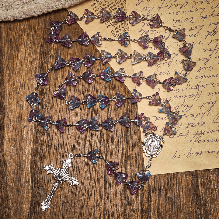 FREE Today: Pastel Bloom Lily-of-the-valley Glass Rosary With Our Lady: Pure Marian Grace - image 3
