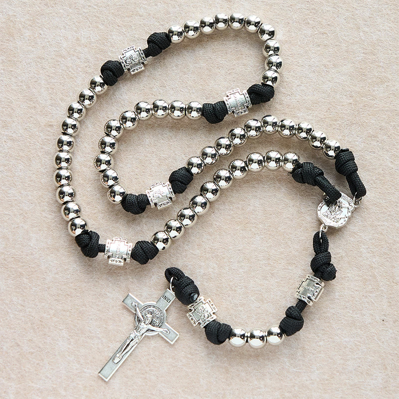 Christianartworkshop Battle Prayer Custom Rosary in Silver-Toned Beads:  & Personalized JESUS Letter - No Letter - image 9