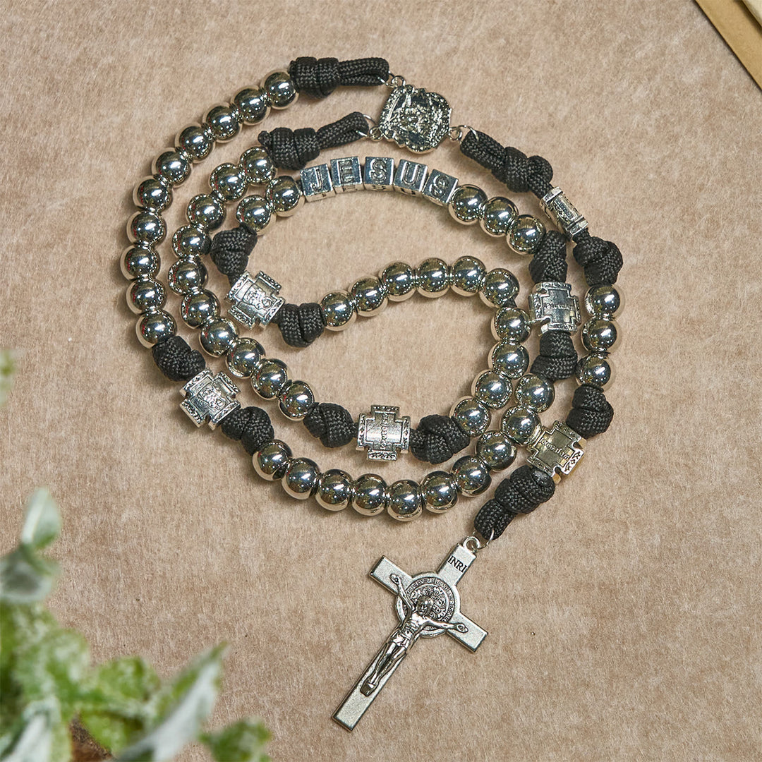 Christianartworkshop Battle Prayer Custom Rosary in Silver-Toned Beads:  & Personalized JESUS Letter - image 3