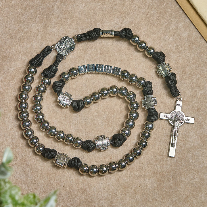 Christianartworkshop Battle Prayer Custom Rosary in Silver-Toned Beads:  & Personalized JESUS Letter - image 4