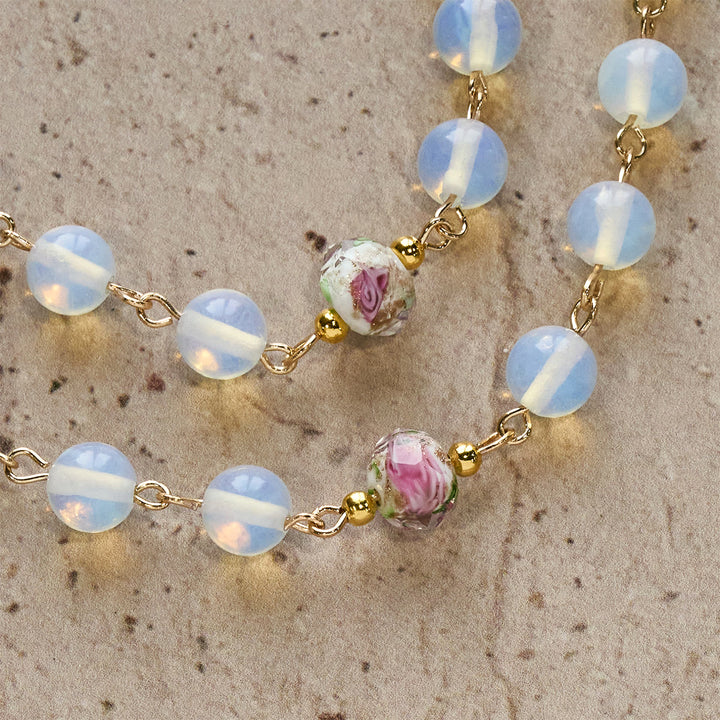 FREE Today: White Opal Bead Rosary with Floral Glass Accents & Sacred Crucifix - image 7