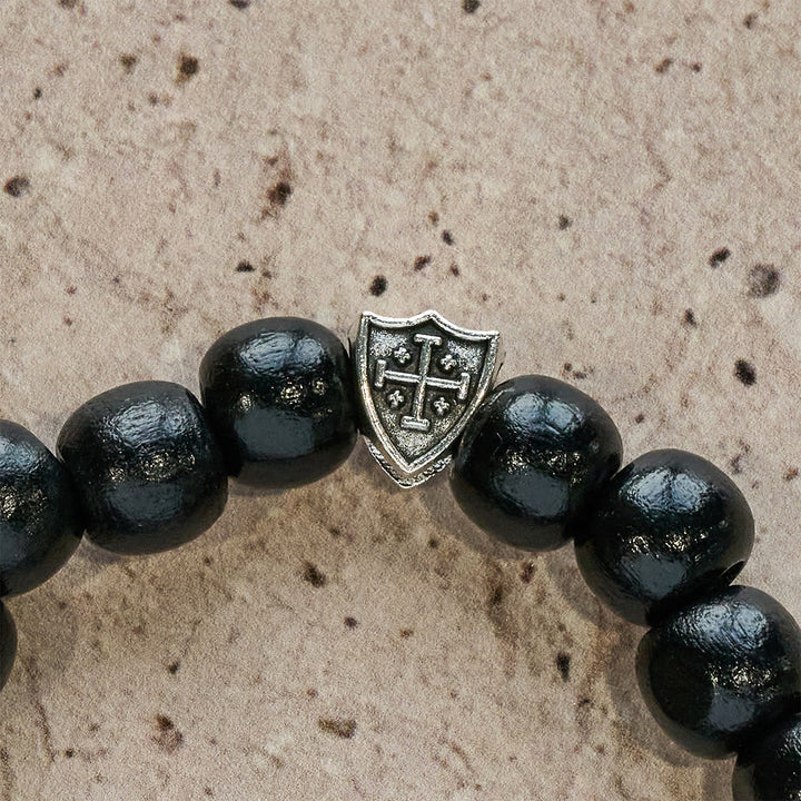 FREE Today: Black Wooden Prayer Handmade Bracelet with Dual Jerusalem Cross Shields - image 5