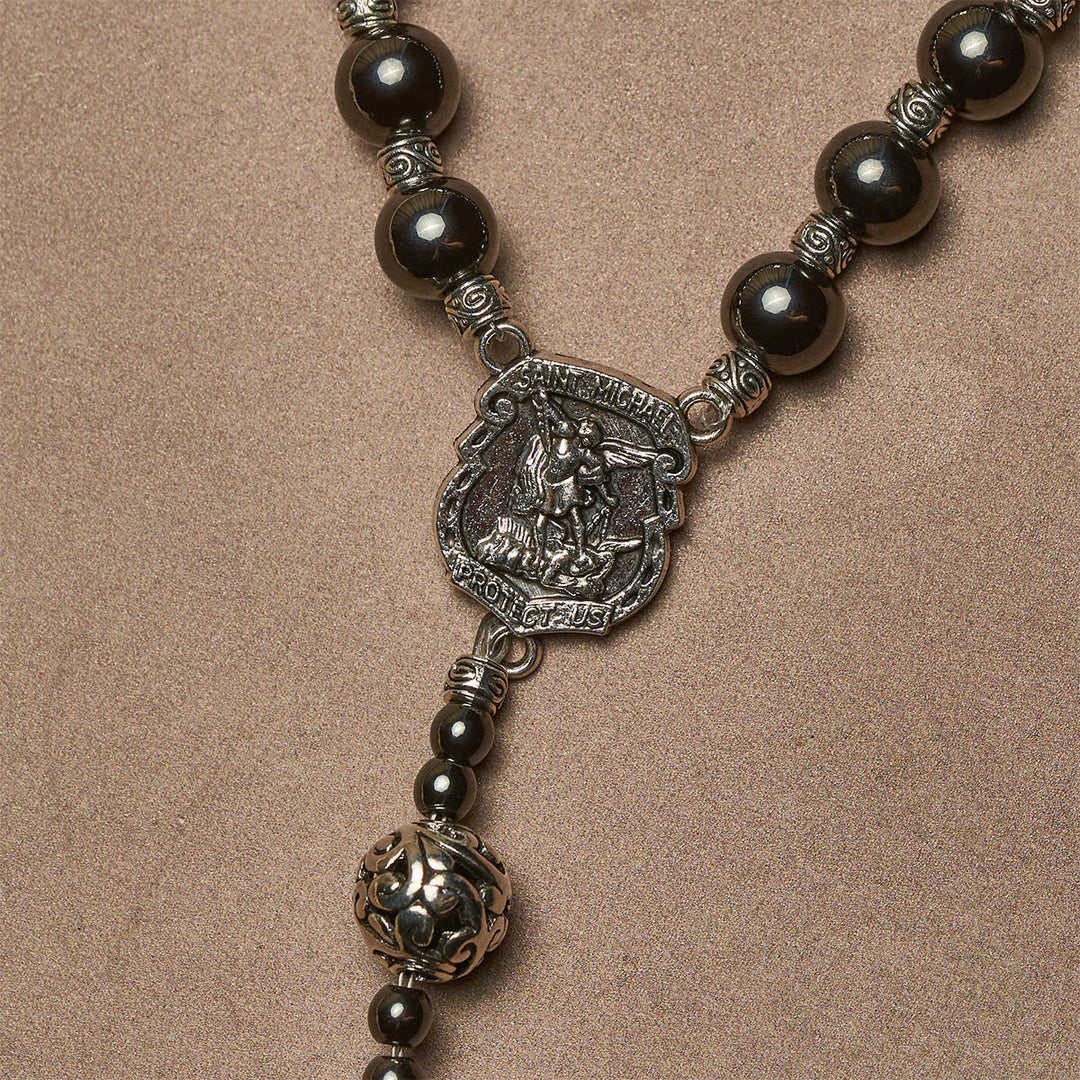 FREE Today: Black Agate Custom Rosary with Shield of St. Michael & Personalized JESUS  - image 7