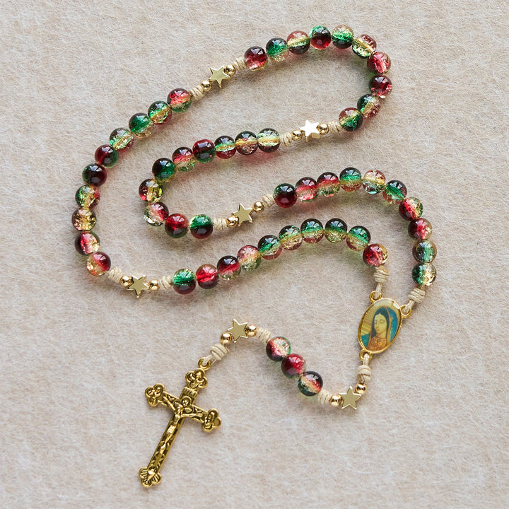 FREE Today: Christmas Glass Bead Rosary: Our Lady of Guadalupe Medal & Golden Crucifix - Our Lady of Guadalupe Medal & Crucifix - image 0