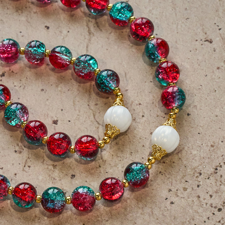 FREE Today: Christmas Red-Blue Glass Bead Rosary: Our Lady Medal & Ornate Cross - image 10