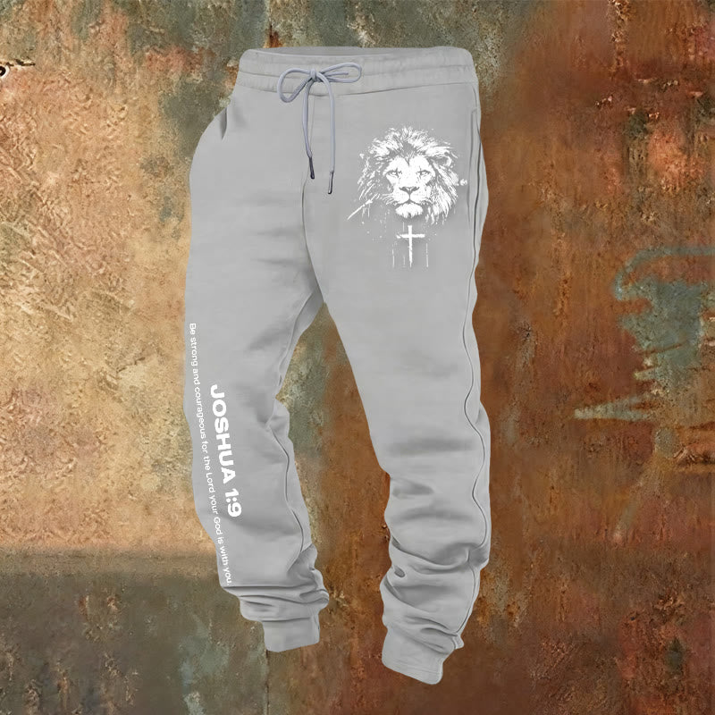 Christianartworkshop Lion of Judah Sweatpants: Joshua 1:9 Verse in Charcoal - Light Grey - 2XL - image 13