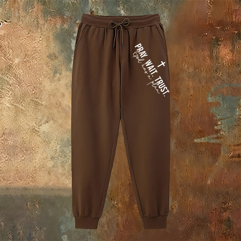 Christianartworkshop Pray Wait Trust Statement Sweatpants: Side-Hip Faith Mantra - image 19