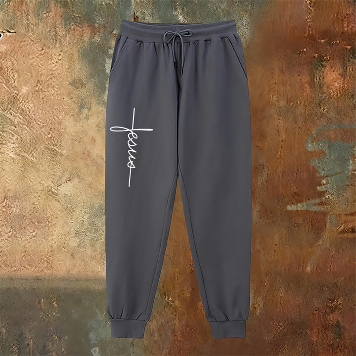 Christianartworkshop Minimal Jesus Cross Script Sweatpants: Every Step with Jesus - image 19